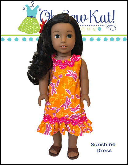 Sunshine Dress 18 Inch Doll Sewing Pattern