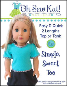 Simple Sweet Tee 18 Inch Doll Sewing Pattern