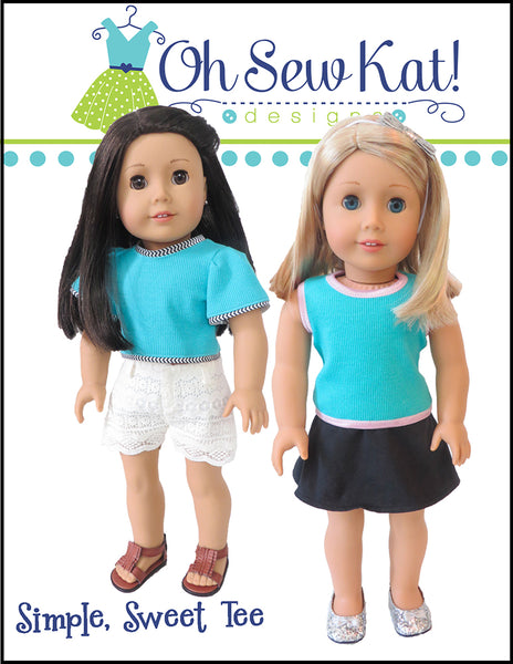 Simple Sweet Tee 18 Inch Doll Sewing Pattern