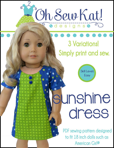 Sunshine Dress 18 Inch Doll Sewing Pattern