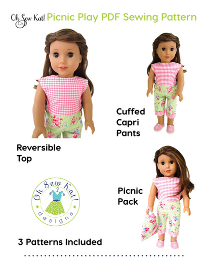Picnic Play 3-in-1 18 Inch Doll Sewing Pattern