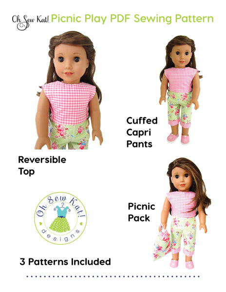 Picnic Play 3-in-1 18 Inch Doll Sewing Pattern