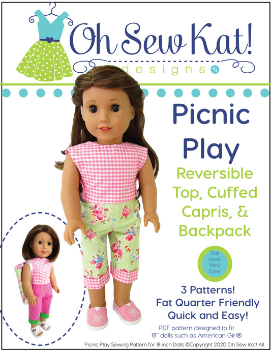 Picnic Play 3-in-1 18 Inch Doll Sewing Pattern