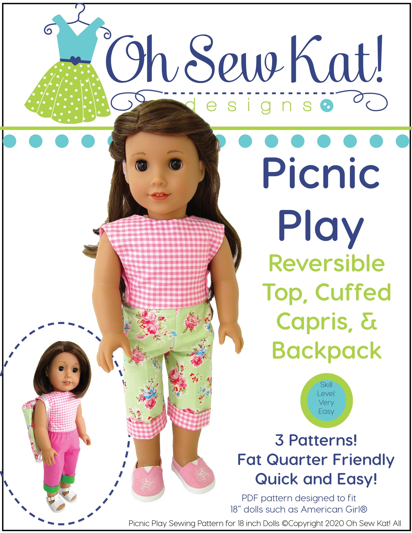 Picnic Play 3-in-1 18 Inch Doll Sewing Pattern