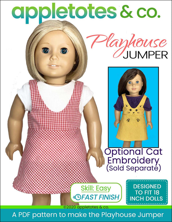 Playhouse Jumper Sewing Pattern for 18 Inch Dolls