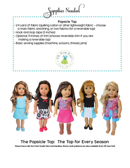 Popsicle Top 18 Inch Doll Sewing Pattern