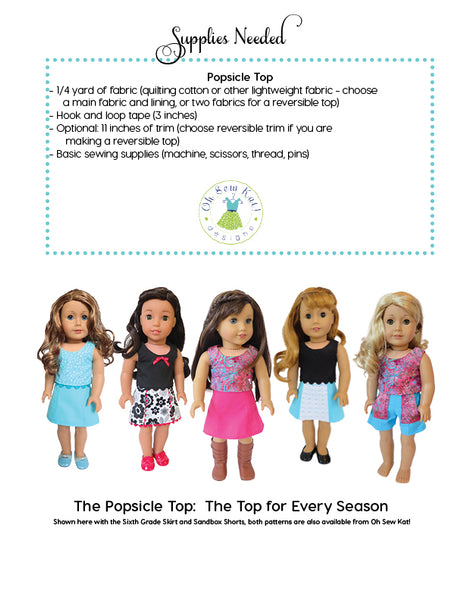 Popsicle Top 18 Inch Doll Sewing Pattern