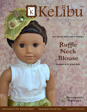 Ruffle Neck Blouse 18 Inch Doll Sewing Pattern - Steampunk Separates 3