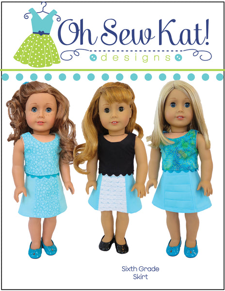 Sixth Grade Skirt 18 Inch Doll Sewing Pattern