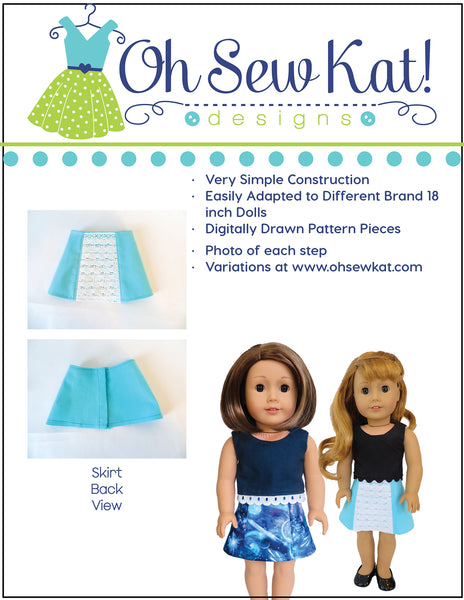 Sixth Grade Skirt 18 Inch Doll Sewing Pattern