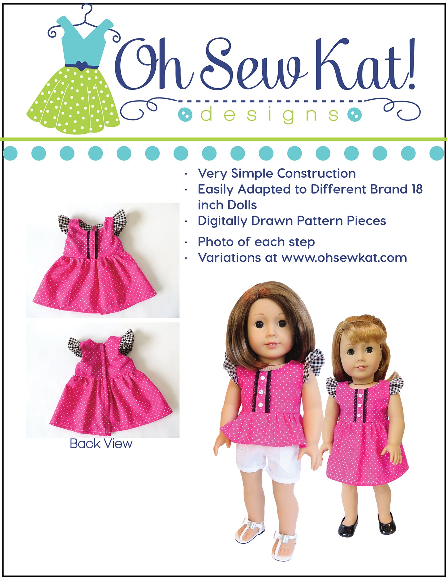 Spring Shine Dress 18 Inch Doll Sewing Pattern
