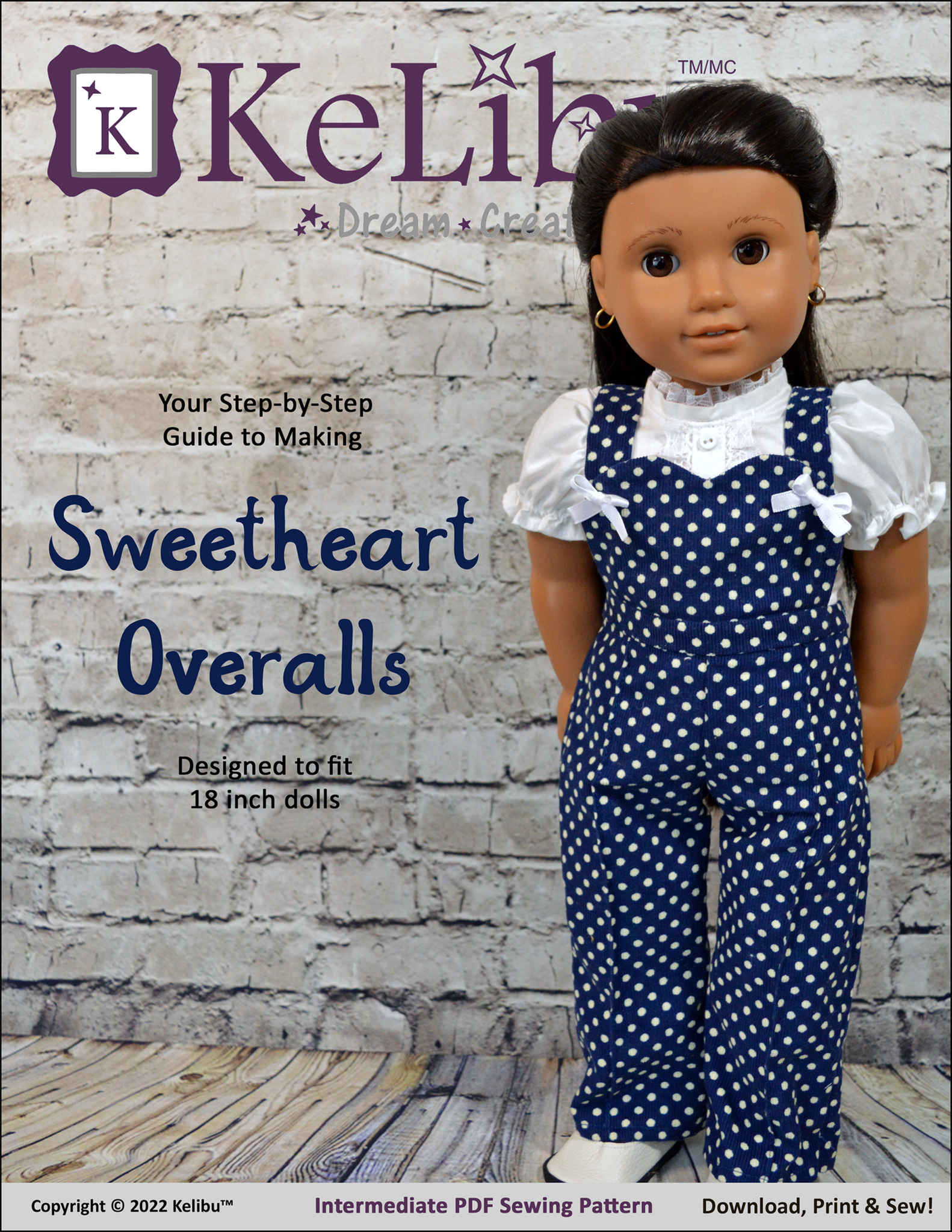 Sweetheart Overalls Inch Doll Sewing Pattern