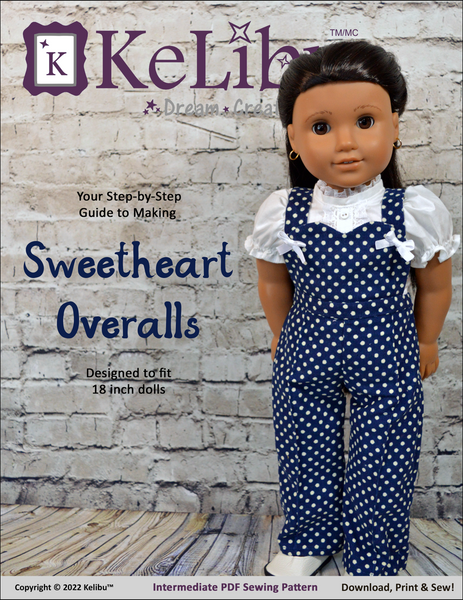 Sweetheart Overalls Inch Doll Sewing Pattern