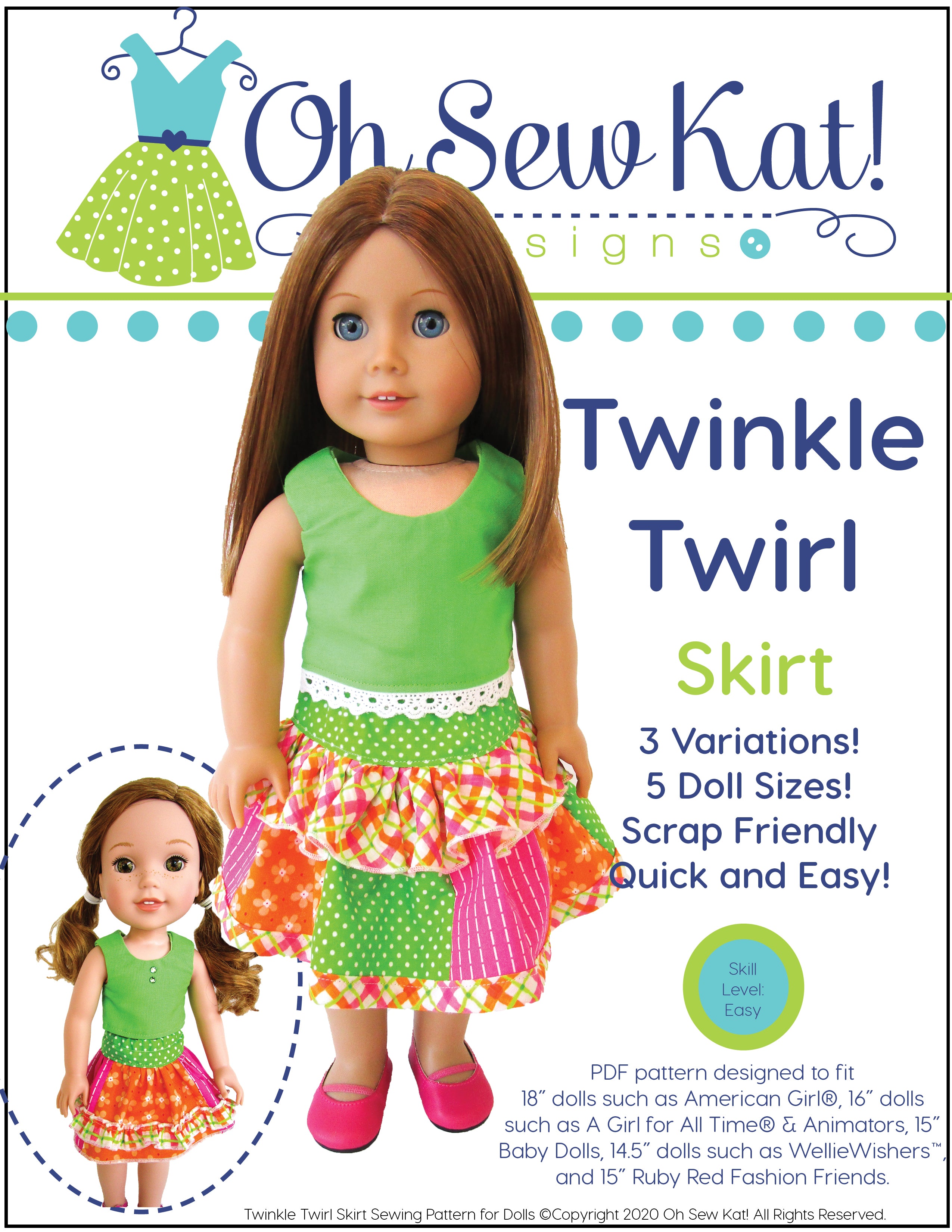 Twinkle Twirl Skirt 18 Inch Doll Sewing Pattern – Appletotes
