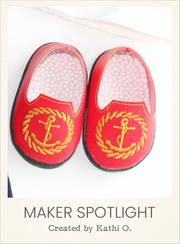 Customer-made Admiral Shoes ITH Embroidery Patterns for 18 Inch Dolls