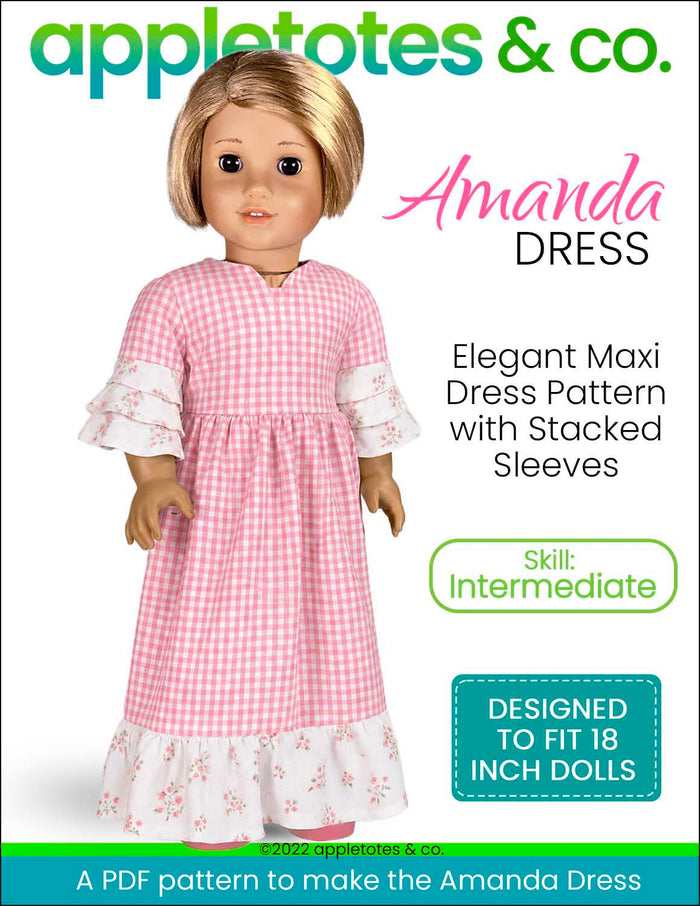 Amanda Dress 18 Inch Doll Sewing Pattern