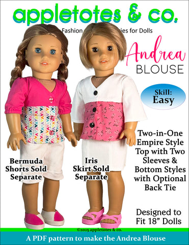 Andrea Blouse 18 Inch Doll Sewing Pattern