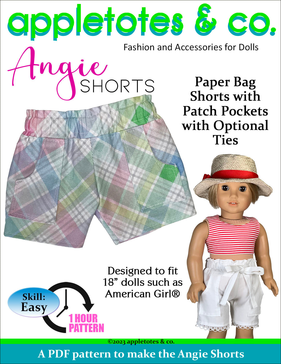 Angie Shorts 18 Inch Doll Sewing Pattern