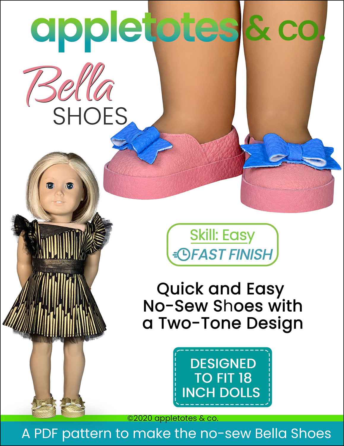 No-Sew Bella Shoes 18 Inch Doll Pattern