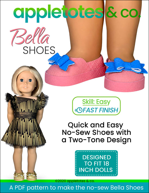No-Sew Bella Shoes 18 Inch Doll Pattern