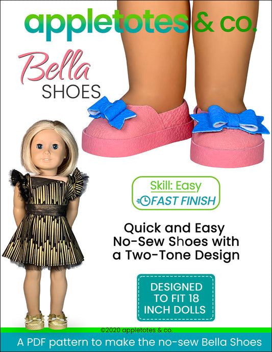 No-Sew Bella Shoes 18 Inch Doll Pattern