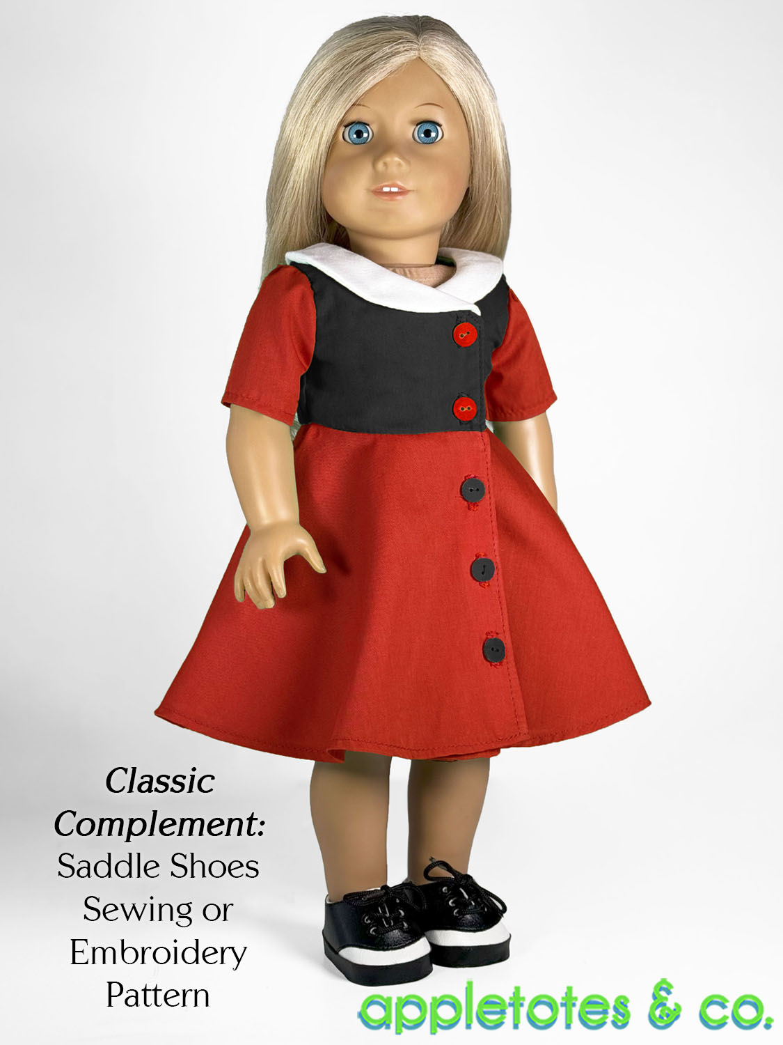 white christmas dresses Betty Dress 18 Inch Doll Sewing Pattern – Appletotes & Co