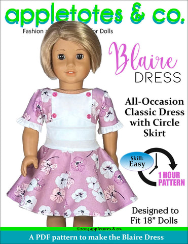 Blaire Dress 18 Inch Doll Sewing Pattern