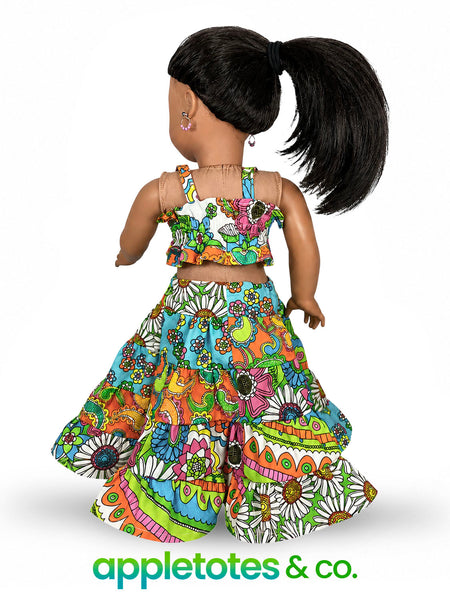 Boho Summer Outfit Sewing Pattern for 18 Inch Dolls