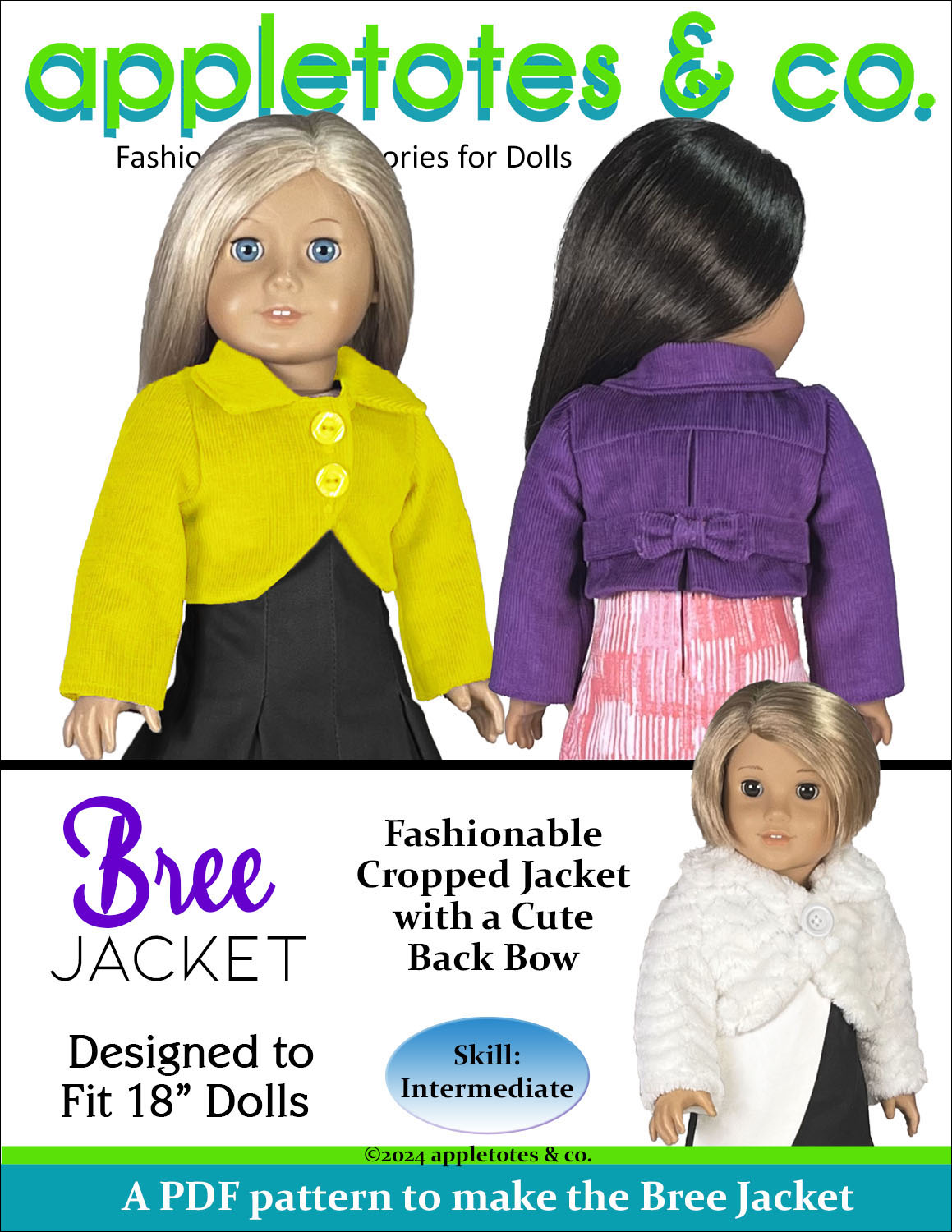 Bree Jacket 18 Inch Doll Sewing Pattern