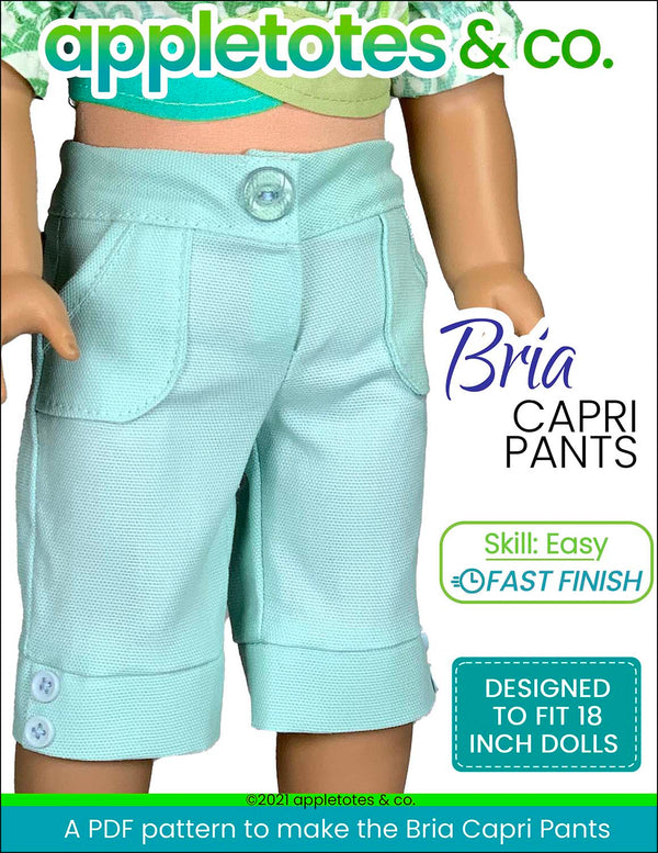 Bria Capri Pants 18 Inch Doll Sewing Pattern
