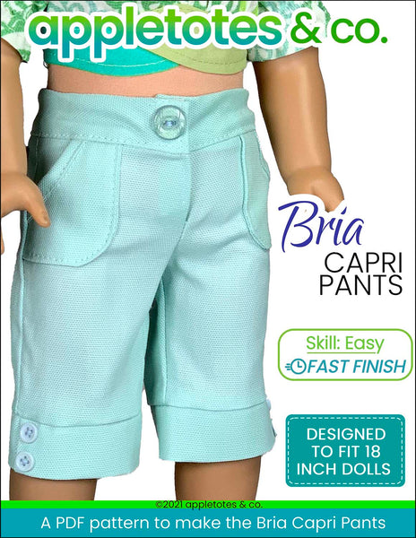 Bria Capri Pants 18 Inch Doll Sewing Pattern