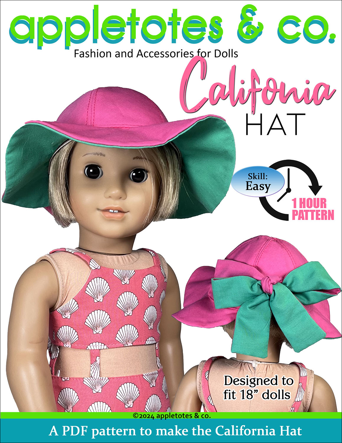 California Hat 18 Inch Doll Sewing Pattern