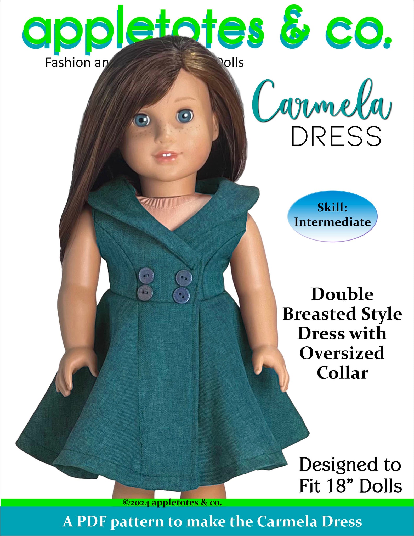 Carmela Dress 18 Inch Doll Sewing Pattern