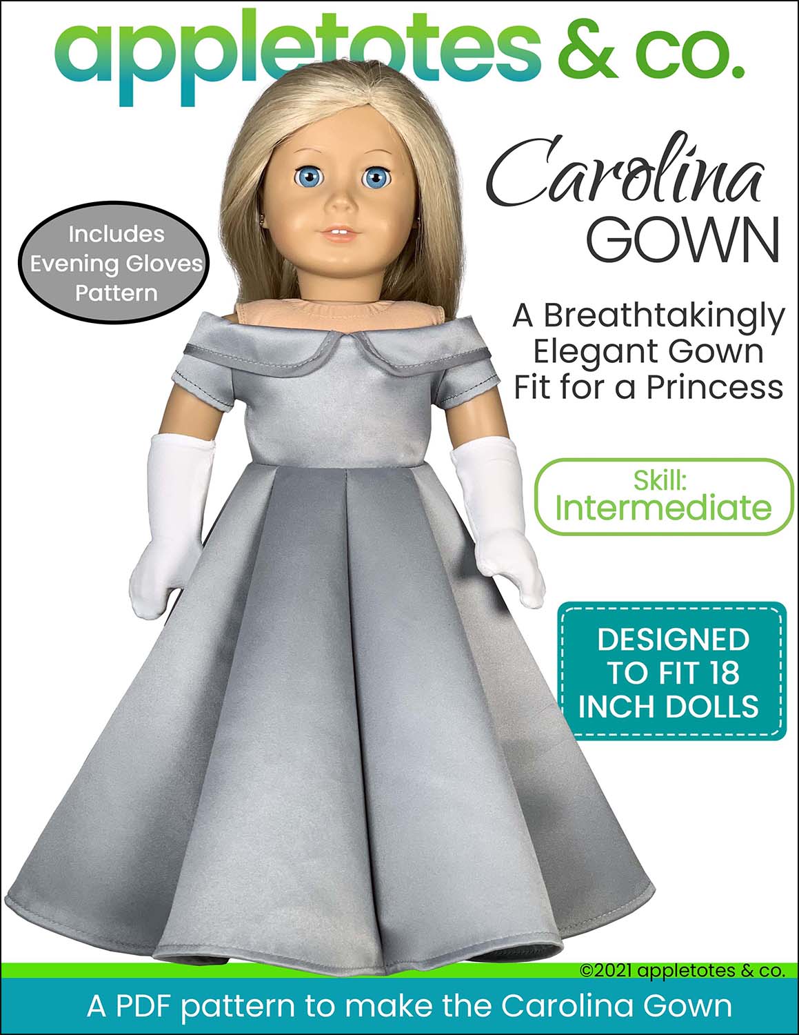 Carolina Gown 18 Inch Doll Sewing Pattern