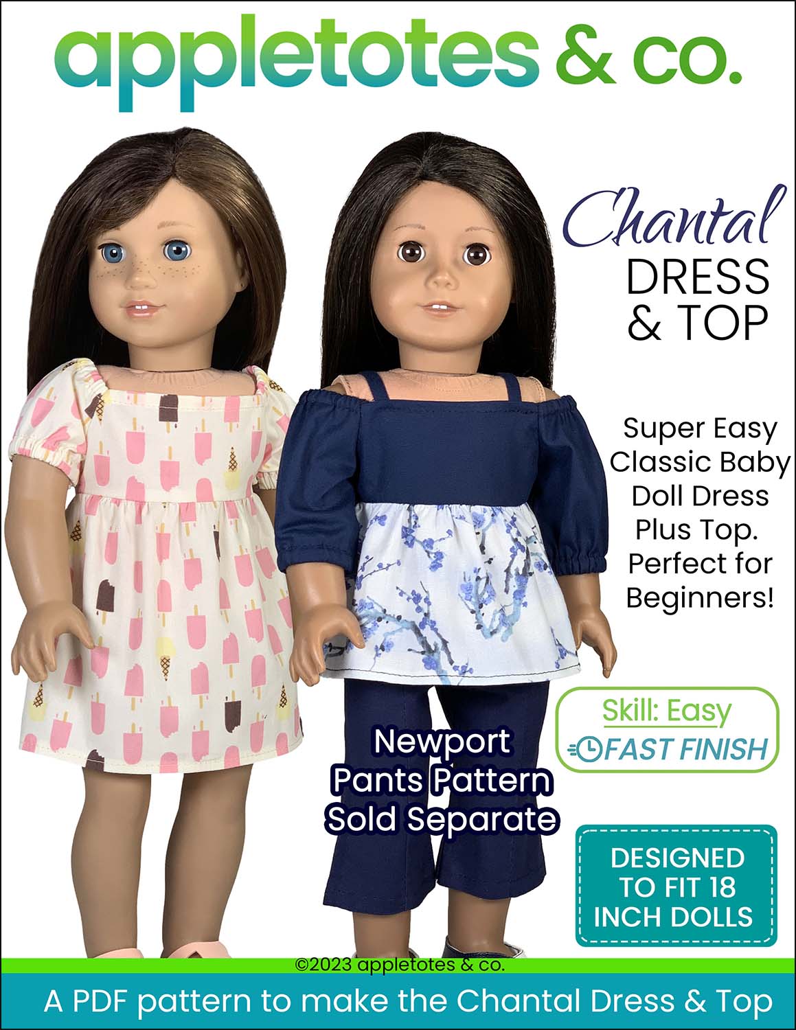 Chantal Dress and Top 18 Inch Doll Sewing Pattern