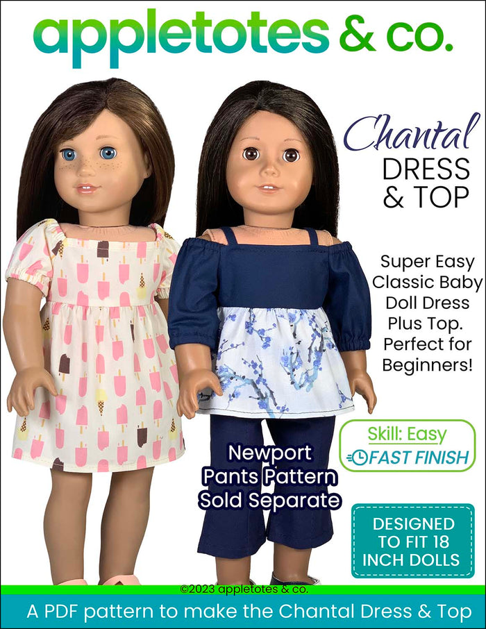 Chantal Dress and Top 18 Inch Doll Sewing Pattern