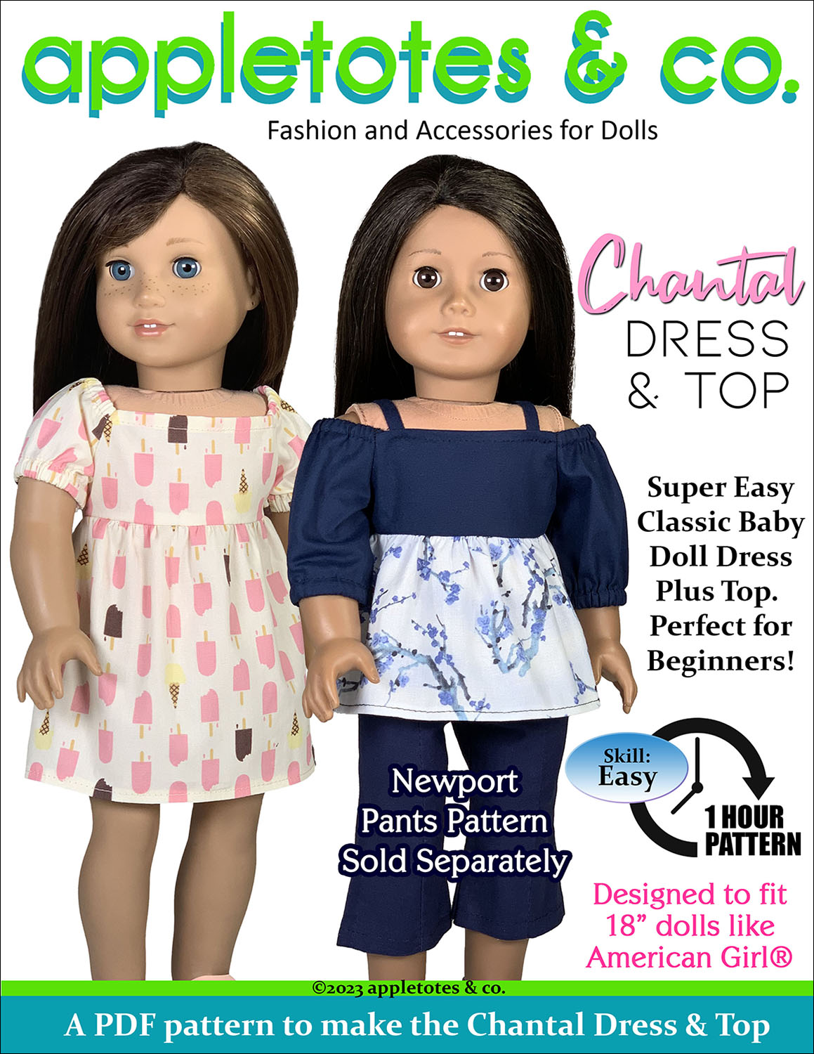 Chantal Dress and Top 18 Inch Doll Sewing Pattern