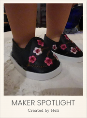 Customer-made Cherry Blossom Shoes ITH Embroidery Patterns for 18 Inch Dolls