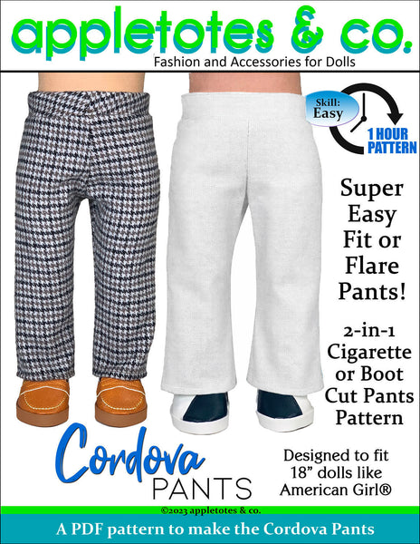 Cordova Pants 18 Inch Doll Sewing Pattern