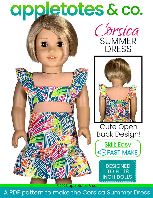 Corsica Summer Dress 18 Inch Doll Sewing Pattern