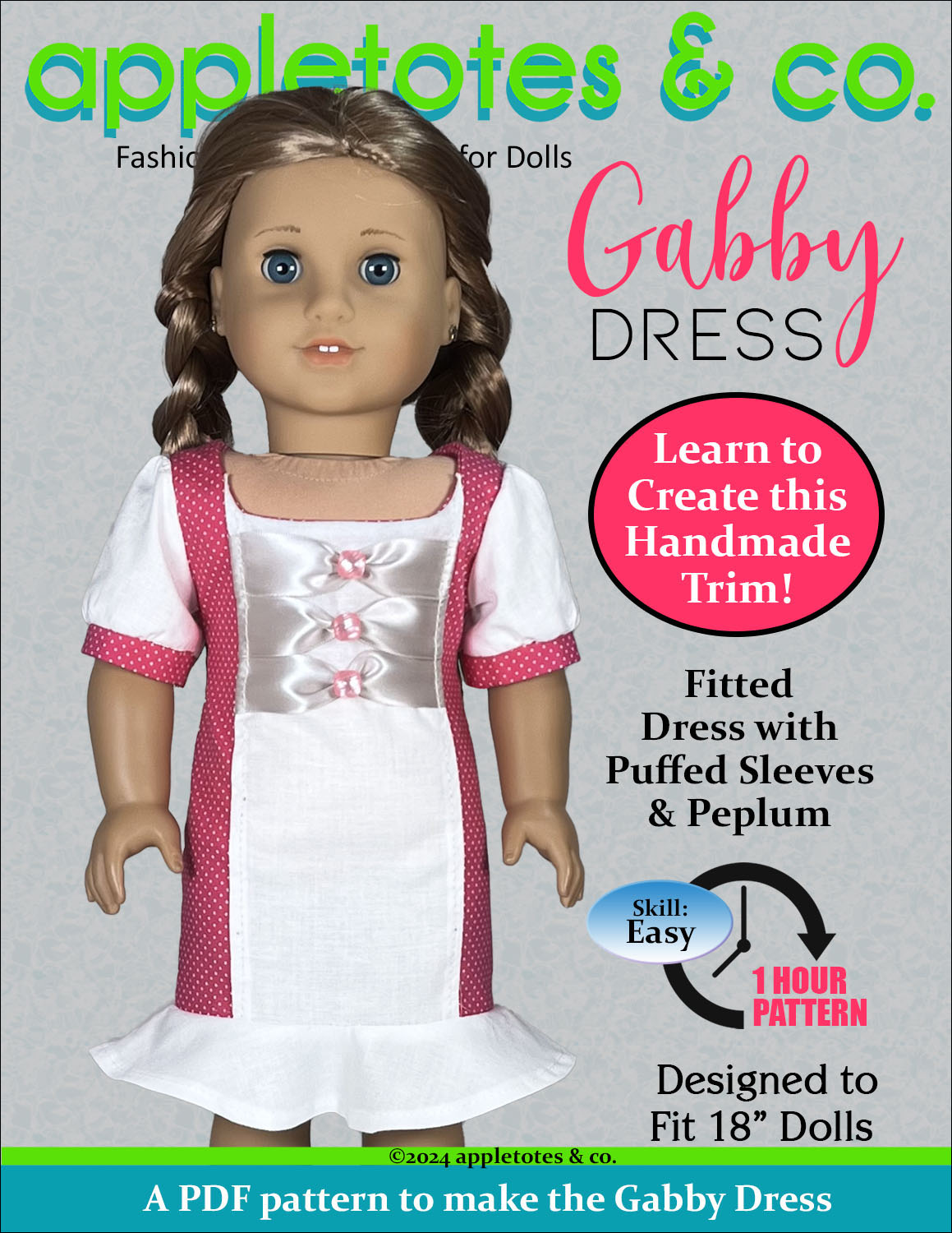 Gabby Dress 18 Inch Doll Sewing Pattern