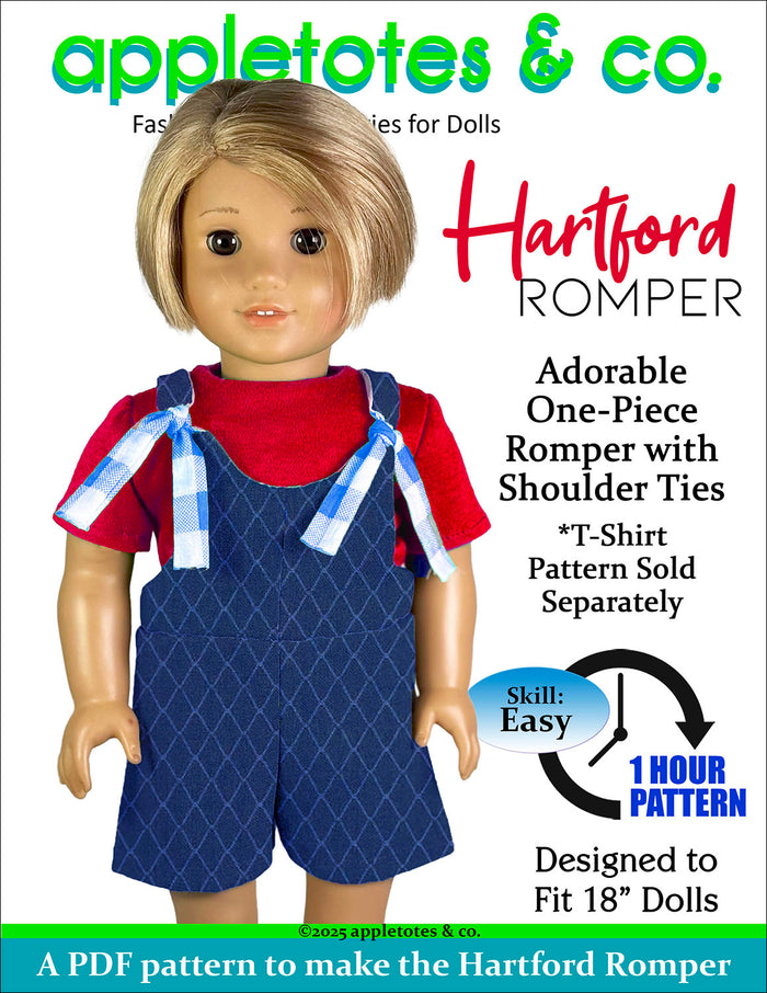 Hartford Romper 18 Inch Doll Sewing Pattern