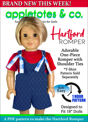 Hartford Romper 18 Inch Doll Sewing Pattern