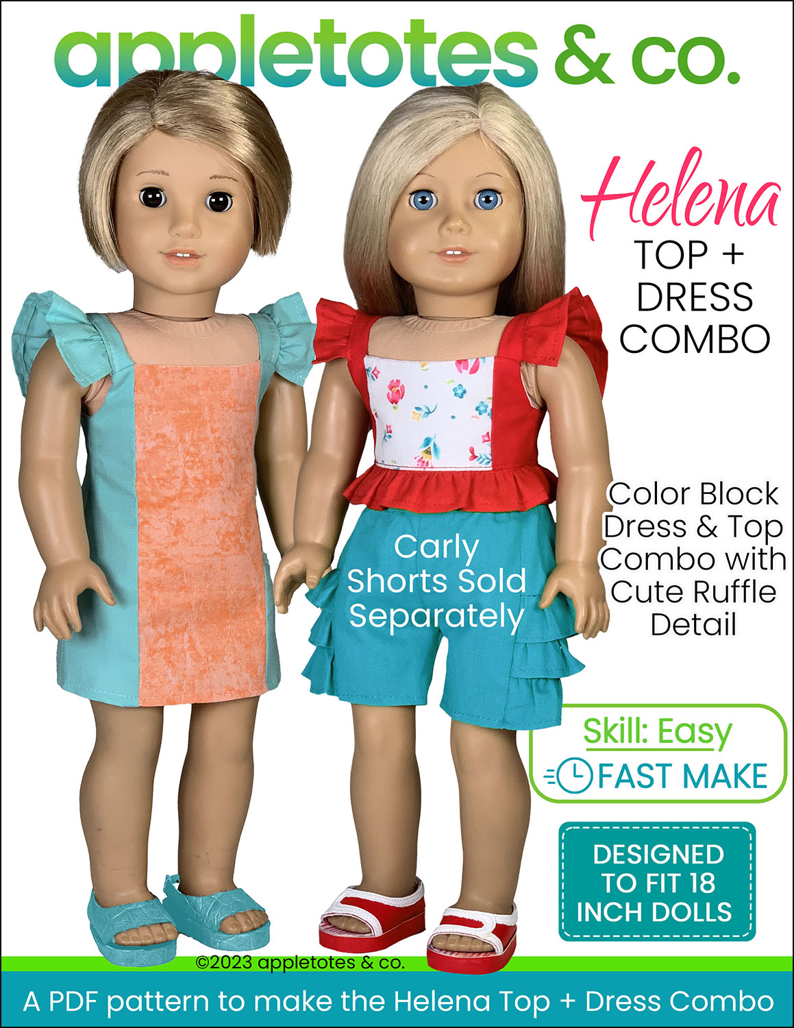 Helena Dress Top Combo 18 Inch Doll Sewing Pattern