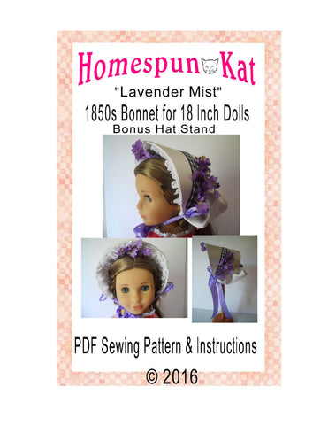 1850s Bonnet 18 Inch Doll Sewing Pattern