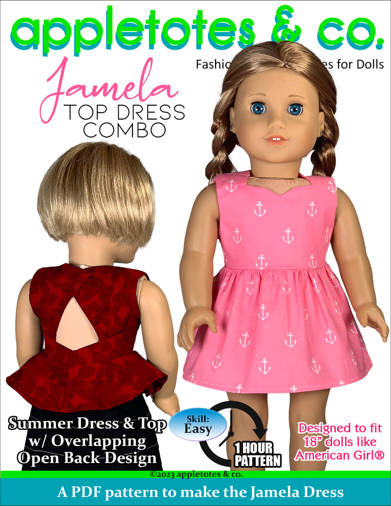 Jamela Top Dress Combo 18 Inch Doll Sewing Pattern – Appletotes & Co.
