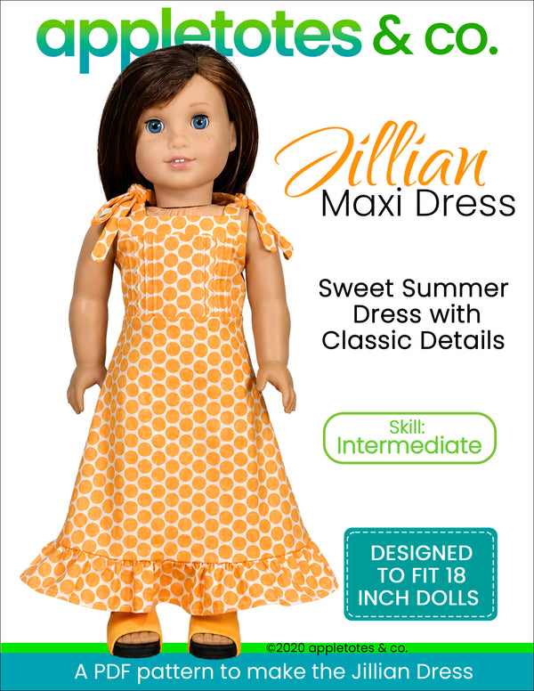 Jillian Maxi Dress Sewing Pattern for 18 Inch Dolls