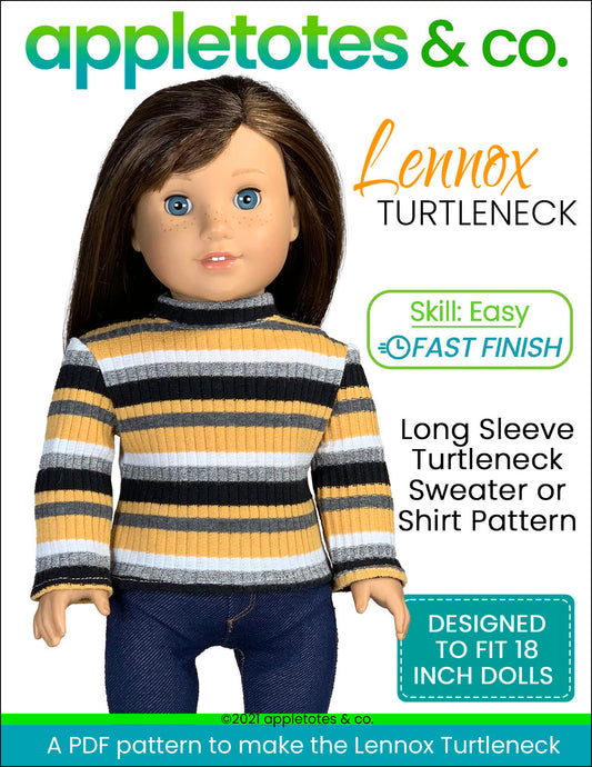 Lennox Turtleneck 18 Inch Doll Sewing Pattern