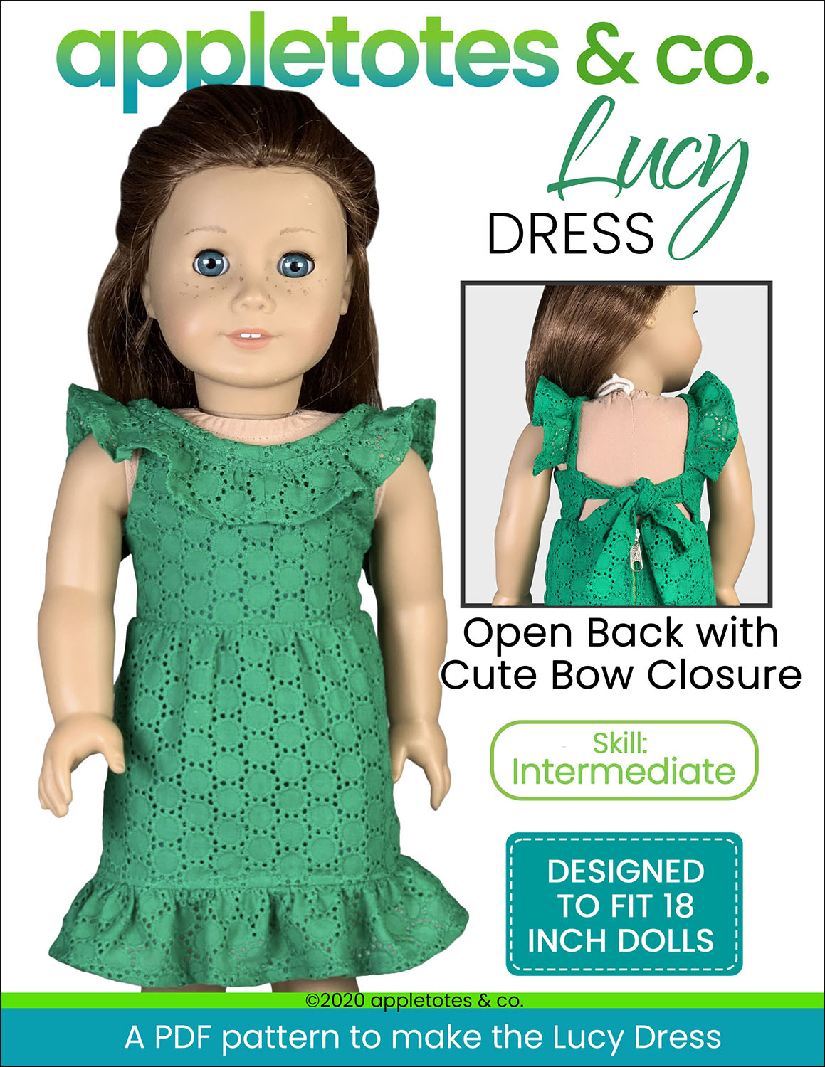 Lucy Dress Sewing Pattern for 18 Inch Dolls