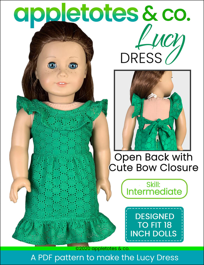 Lucy Dress Sewing Pattern for 18 Inch Dolls